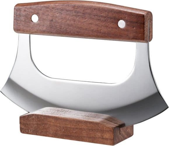 Rocker Knife with Walnut Wood Stand